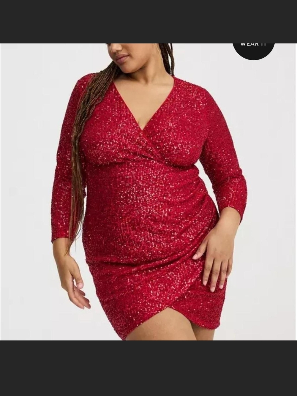 Sequin Mesh Surplice Mini Dress